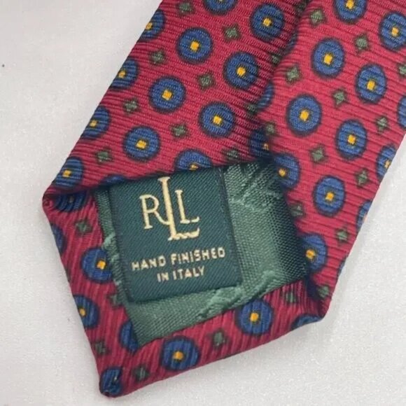 Lauren Ralph Lauren Silk Tie Classic Fit Burgundy Blue Vintage - Picture 3 of 4